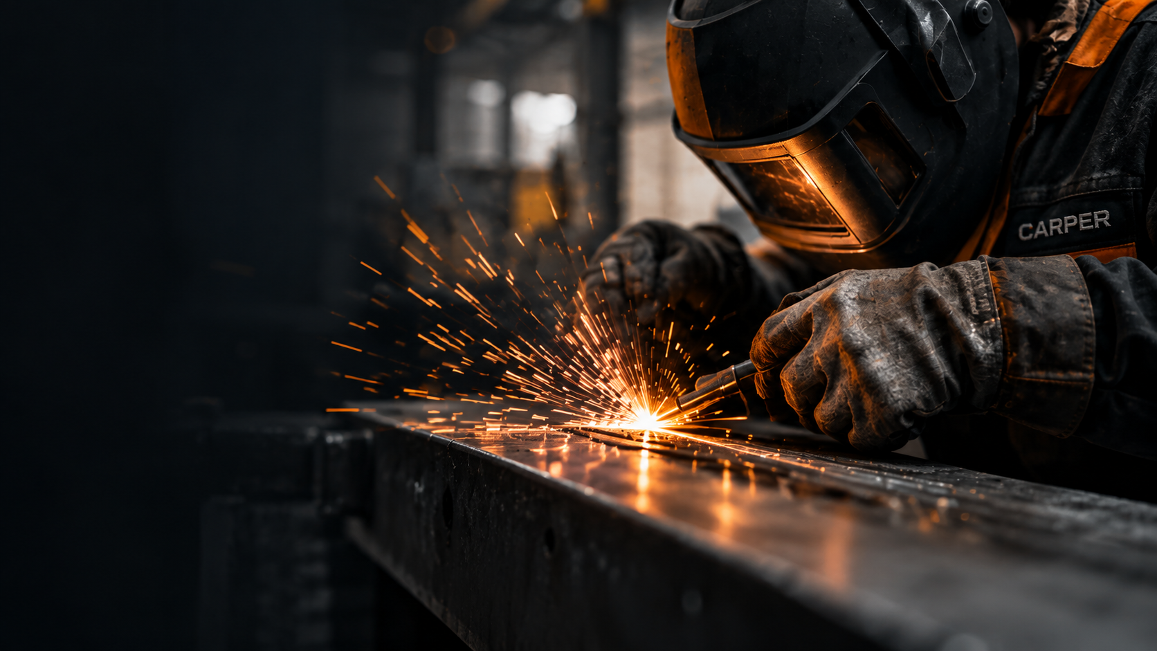 Especialista metalmecánico trabajando en fabricación industrial