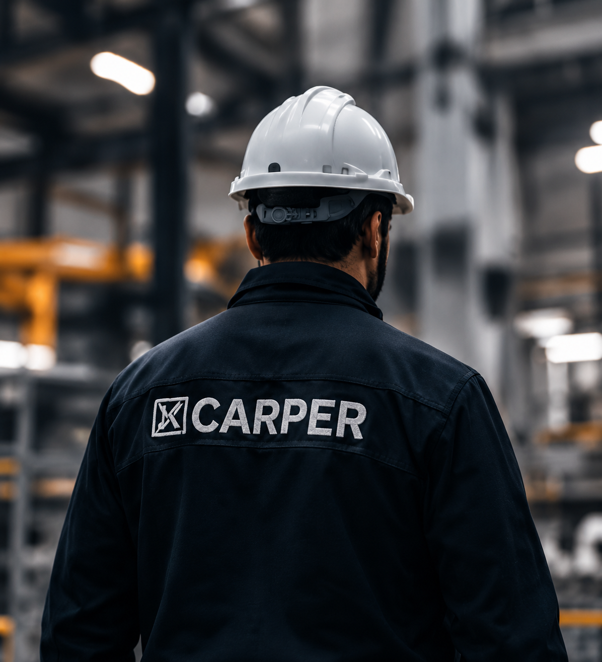 Trabajador Carper inspeccionando una estructura